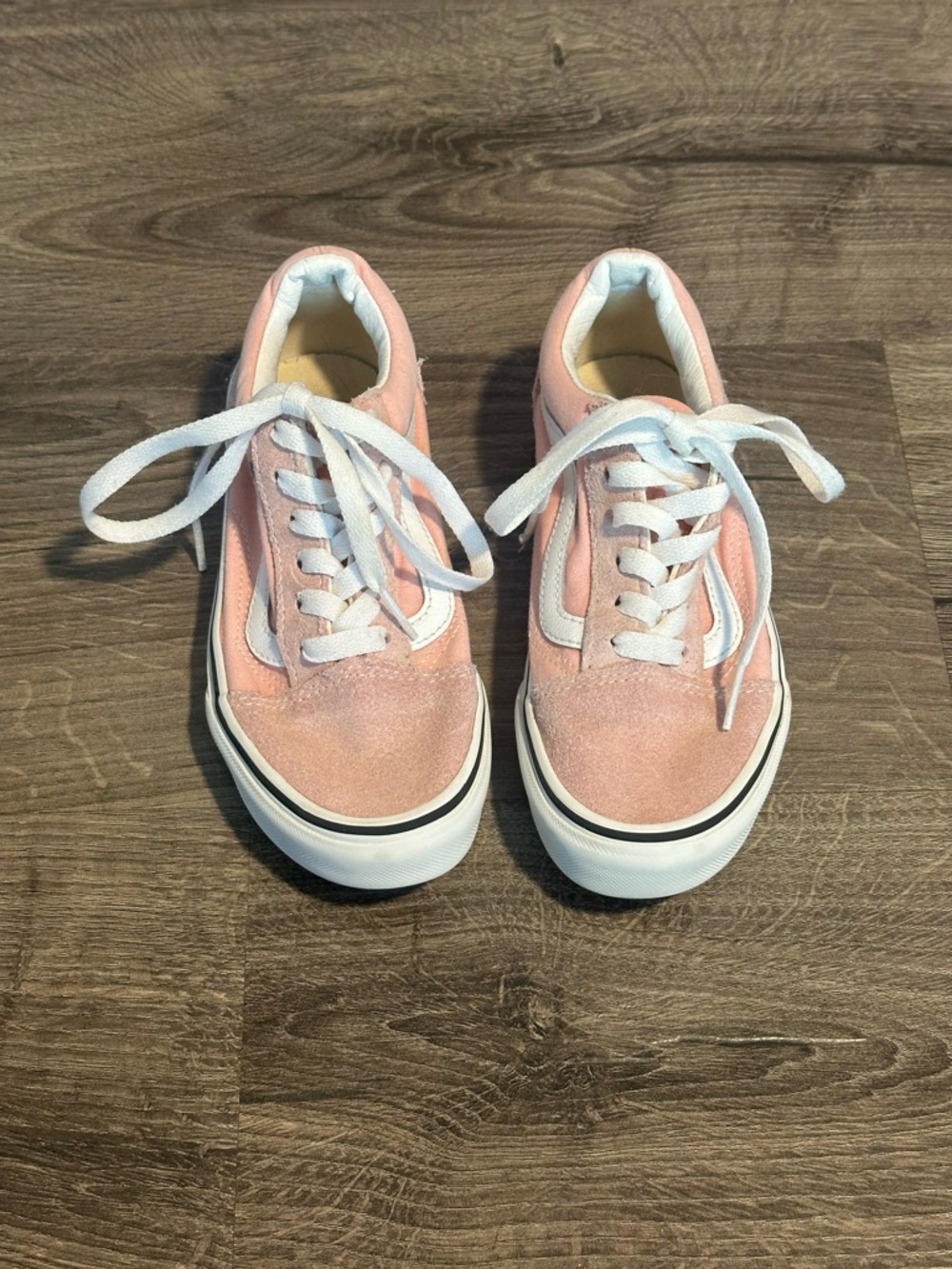 Girls Youth 2 Pink Suede Low-Top Sneakers with White Accents